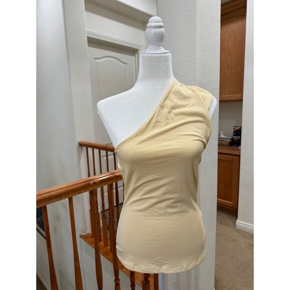 NWT Women's Yellow Cold Shoulder Bodycon Blouse Top Small - Picture 7 of 11